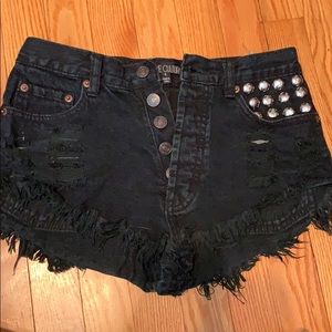 Black high rise jean shorts